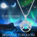 wholesale 925 Sterling Silver Turquoise Celtic Triple Moon Goddess Pendant Necklace for Women and Girls-0-5