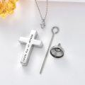wholesale 925 Sterling Silver Purple Crystal Cross Cremation Keepsake Necklace for Women Memory Ash Holder Pendant with Funnel and Chain 48cm-0-3
