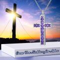 wholesale 925 Sterling Silver Purple Crystal Cross Cremation Keepsake Necklace for Women Memory Ash Holder Pendant with Funnel and Chain 48cm-0-5