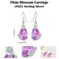 wholesale 925 Sterling Silver Teardrop Amethyst Plumeria Flower Pendant Earring Set with Pink Crystals Gift for Her-0-1