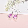 wholesale 925 Sterling Silver Teardrop Amethyst Plumeria Flower Pendant Earring Set with Pink Crystals Gift for Her-0-4