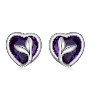 Sterling Silver Mermaid Tail Amethyst Stud Earrings-0