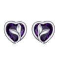 wholesale 925 Sterling Silver Purple Crystal Mermaid Tail Heart Studs for Women Beach s-0-0