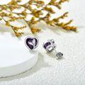 wholesale 925 Sterling Silver Purple Crystal Mermaid Tail Heart Studs for Women Beach s-0-4