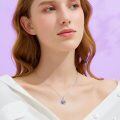 wholesale 925 Sterling Silver Square Cut Amethyst Pendant with Cubic Zirconias and Chain for Women's s-0-2