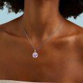 wholesale 925 Sterling Silver Square Cut Amethyst Pendant with Cubic Zirconias and Chain for Women's s-0-3