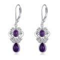 wholesale 925 Sterling Silver Purple Amethyst Drop Earrings for Women Girls Mother-Daughter  Set-0-0