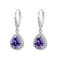 wholesale 925 Sterling Silver Purple Teardrop Crystal Drop Earrings for Women and Teen Girls Hypoallergenic -0-0