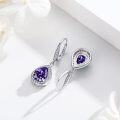 wholesale 925 Sterling Silver Purple Teardrop Crystal Drop Earrings for Women and Teen Girls Hypoallergenic -0-4