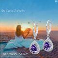 wholesale 925 Sterling Silver Purple Teardrop Crystal Drop Earrings for Women and Teen Girls Hypoallergenic -0-5
