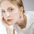 wholesale Gold-Plated 925 Sterling Silver Purple Crystal Teardrop Dangle Earrings for Women Gift Ideas-0-3