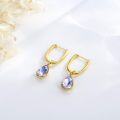 wholesale Gold-Plated 925 Sterling Silver Purple Crystal Teardrop Dangle Earrings for Women Gift Ideas-0-5