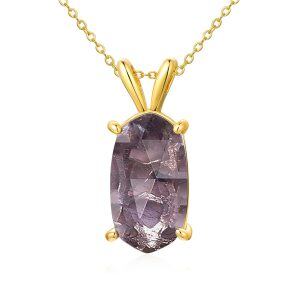 Sterling Silver Gold Plated Amethyst Pendant Necklace with February Birthstone-0