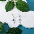 wholesale 925 Sterling Silver Purple Amethyst Cross Drop Earrings - February Birthday Gemstones s for Her-0-3