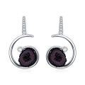wholesale 925 Sterling Silver Geode Drop Earrings with Amethyst Quartz Crystals and Cubic Zirconias for Women-0-0