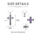 wholesale 925 Sterling Silver Celtic Cross Pendant with Purple Amethyst Gemstone - Birthday s for Women and Girls-0-1