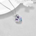 wholesale 925 Sterling Silver Purple Crystal Heart Dolphin Pendant Necklace for Women Girls Gifts-0-4