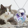 wholesale 925 Sterling Silver Purple Crystal Heart Dolphin Pendant Necklace for Women Girls Gifts-0-5