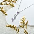 wholesale 925 Sterling Silver Purple Crystal Mermaid Pendant Necklaces Ocean Beach Gifts for Her-0-3
