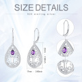 wholesale 925 Sterling Silver Purple Amethyst Teardrop Tree of Life Dangle Earrings (4x6 mm)-0-1
