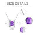 wholesale 925 Sterling Silver Natural Purple Amethyst Emerald-Cut Halo Pendant Necklace-0-1