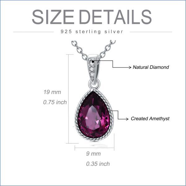 Sterling Silver Teardrop Amethyst Pendant Necklace-1