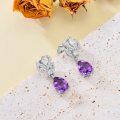 wholesale 925 Sterling Silver Purple Amethyst Crown Drop Stud Earrings for Women-0-3