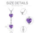 wholesale 925 Sterling Silver Heart-Shaped Natural Amethyst Double Drop Necklace for Women-0-1
