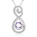 wholesale 925 Sterling Silver Infinity Swirl Amethyst Pendant Necklace - June Birthstone s for Her-0-0