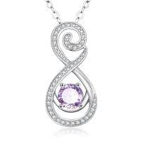 wholesale 925 Sterling Silver Infinity Swirl Amethyst Pendant Necklace - June Birthstone s for Her- Rhodium Plated