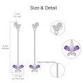 wholesale 925 Sterling Silver Purple Amethyst Butterfly Dangle Earrings - February Birthday Gift Ideas-0-1