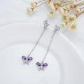 wholesale 925 Sterling Silver Purple Amethyst Butterfly Dangle Earrings - February Birthday Gift Ideas-0-4