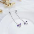 wholesale 925 Sterling Silver Purple Amethyst Butterfly Dangle Earrings - February Birthday Gift Ideas-0-5