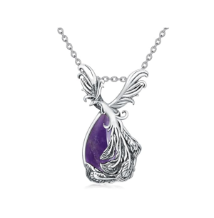 Sterling Silver Nirvana of Phoenix Pendant Necklace with Amethyst-0