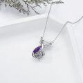 wholesale 925 Sterling Silver Purple Amethyst Phoenix Pendant Healing Stone Necklaces Gifts for Her-0-3