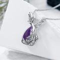 wholesale 925 Sterling Silver Purple Amethyst Phoenix Pendant Healing Stone Necklaces Gifts for Her-0-4