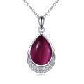 wholesale Sterling Silver Moonstone Cubic Zirconia Teardrop Pendant Necklace-0-6