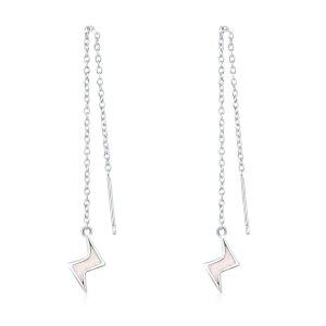 Sterling Silver Opal Lighting Bolt Threader Earrings-0