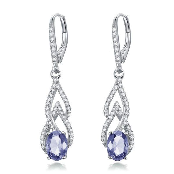 Sterling Silver Alexandrite Teardrop Drop Earrings with June Birthstone-0