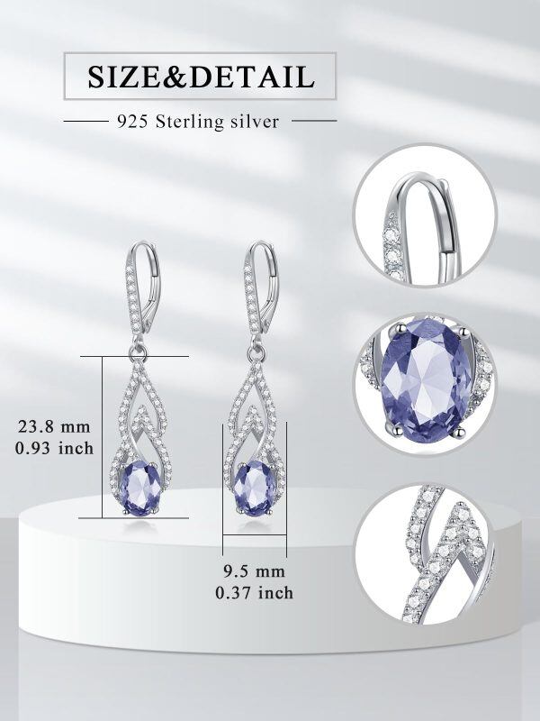 Sterling Silver Alexandrite Teardrop Drop Earrings with June Birthstone-1