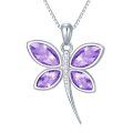 wholesale 925 Sterling Silver Purple Crystal Butterfly Pendant Necklaces for Women  Ideas-0-0