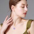 wholesale 925 Sterling Silver Purple Crystal Butterfly Pendant Necklaces for Women  Ideas-0-2