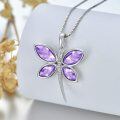 wholesale 925 Sterling Silver Purple Crystal Butterfly Pendant Necklaces for Women  Ideas-0-3