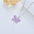 wholesale 925 Sterling Silver Purple Crystal Butterfly Pendant Necklaces for Women  Ideas-0-4