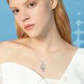 wholesale 925 Sterling Silver Moon & Star Mermaid Pendant with Blue CZs and White Opals Necklaces s for Girls Women-0-2