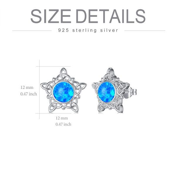 Sterling Silver Celtic Knot Stud Earring with Opal-1