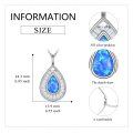wholesale 925 Sterling Silver Plated Teardrop Shape Blue Fire Opal Stone Pendant Necklaces for Women Girl Mother's Day Gifts-0-1