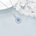 wholesale 925 Sterling Silver Plated Teardrop Shape Blue Fire Opal Stone Pendant Necklaces for Women Girl Mother's Day Gifts-0-4