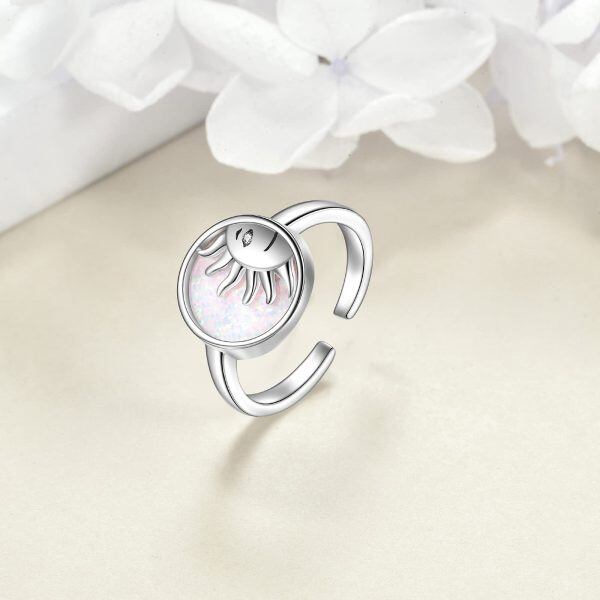 Sterling Silver Opal Sun Adjustable Ring-3