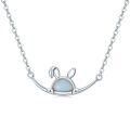 wholesale 925 Sterling Silver Metal Opal Bunny Rabbit Pendant Necklace for Girls and Women-0-0